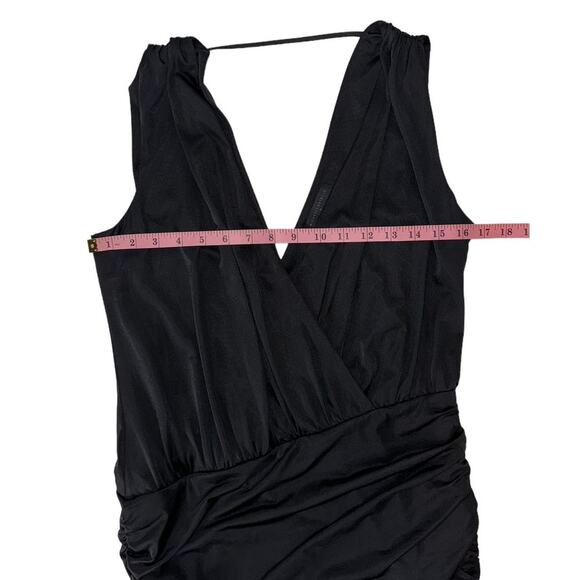 Michael Costello x Revolve Mina Ruched Plunging Neckline Sleeveless Mini Dress S - Picture 10 of 11